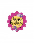 Balão Foil Happy Birthday Flowers 46cm