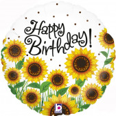 Balão Foil Happy Birthday Girassóis 46cm