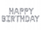 Balão Foil Happy Birthday Prateado
