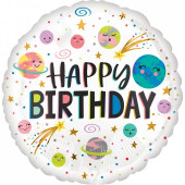 Balão Foil Happy Birthday Smilling Galaxia 43cm