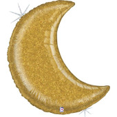 Balão Foil Lua Dourado Glitter 106cm