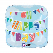 Balão Foil Oh Happy Day Bandeirolas 46cm