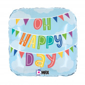 Balão Foil Oh Happy Day Bandeirolas 46cm