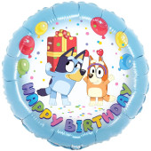 Balão Foil Redondo Bluey Happy Birthday 46cm