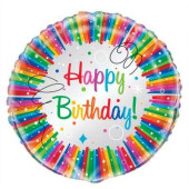 Balão Foil Redondo Happy Birthday Colorido 45cm
