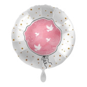 Balão Foil Redondo Pombas Rosa 43cm