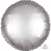 Balão Foil Redondo Prateado Platinium Acetinado 43cm