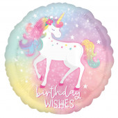 Balão Foil Unicórnio Encantado Birthday Wishes 43cm