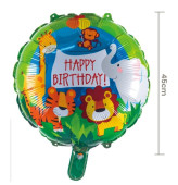 Balão Happy Birthday Animais Selva Foil 45cm
