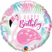 Balão Happy Birthday Pink Flamingo 18
