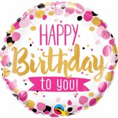 Balão Happy Birthday to You Pink & Gold 18