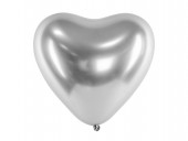 Balão Latex Coração Prateado Glossy 12