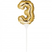 Balão nº 3 Dourado Topper Bolo