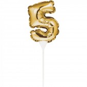 Balão nº 5 Dourado Topper Bolo