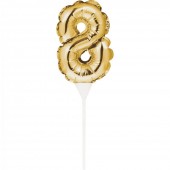 Balão nº8 Dourado Topper Bolo