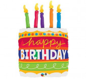 Balão Shape Bolo com velas Happy Birthday 89cm