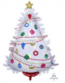 Balão Supershape Árvore Natal Branco Holográfico 91cm