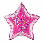 Balão Supershape Estrela Holográfica Baby Girl Welcome