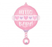Balão Supershape Roca Hello Baby Rosa 60cm