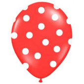 Balão Vermelho com Bolas Brancas