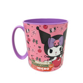 Caneca Plástico Micro-ondas Kuromi Hello Kitty 390ml