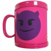 Caneca rosa de plástico 3D Emoji - Demónio