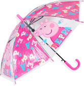 Chapéu Chuva Automático Transparente Porquinha Peppa 44cm