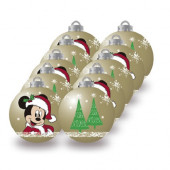 Conjunto 10 Bolas Natal Douradas Mickey
