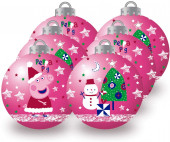 Conjunto 6 Bolas Natal Rosas Porquinha Peppa
