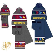 Conjunto Gorro, Cachecol e Luvas Harry Potter Hogwarts Sortido