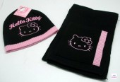 Conjunto Gorro + Cachecol Hello Kitty Black & Pink