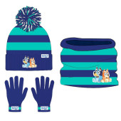 Conjunto Gorro, Gola e Luvas Bluey Azul