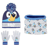 Conjunto Gorro, Gola e Luvas Bluey Cinza