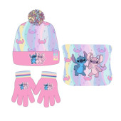 Conjunto Gorro+Luvas+Gola Stitch & Angel