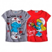 Conjunto Tshirts  Vermelho + Cinza Smurfs