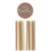 Conjunto Velas Happy Birthday Creme e Rosa