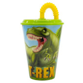 Copo com Palhinha Dinossauro T-Rex 430ml