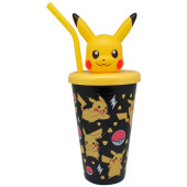 Copo Pikachu Pokémon Com Tampa 3D 500ml