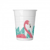 Copos plásticos  200ml Flamingo 8 unid