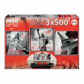 Deco Puzzle 3x500 peças Grandes Cidades