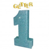 Decoração Mesa Glitter Azul Número 1