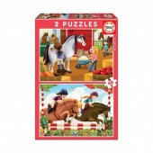 Educa - Puzzle Junior 2X48 Tratador Cavalos