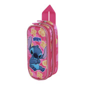 Estojo Duplo 3D Stitch Rosa Disney
