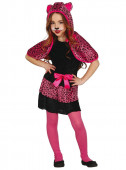 Fato de Leopardo cor-de-rosa para menina