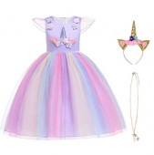 Fato Vestido Princesa Unicórnio Lilás Rainbow