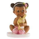 Figura Menina com Peluche Batizado 10cm