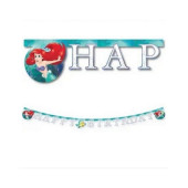 Grinalda Banner Happy Birthday Ariel A Pequena Sereia Curious Disney