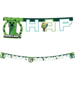 Grinalda Banner Happy Birthday Minecraft 2m