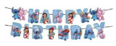 Grinalda Banner Happy Birthday Stitch e Angel