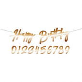 Grinalda Personalizável Happy Birthday Dourada